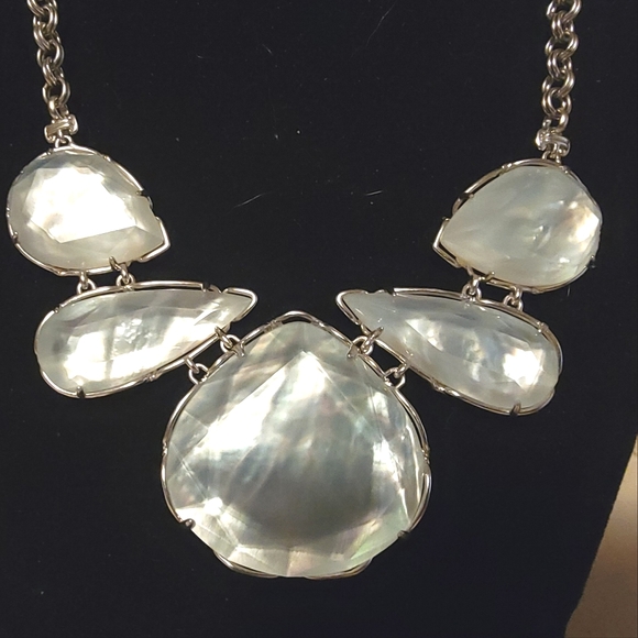 Kendra Scott, mother of pearl Necklace and earrings,  silver tone - Picture 2 of 3